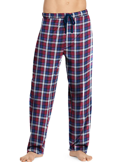 Hanes Men`s Logo Woven Plaid Pant