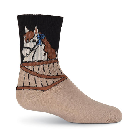 K. Bell Kids Blue Ribbon Horse Crew Socks