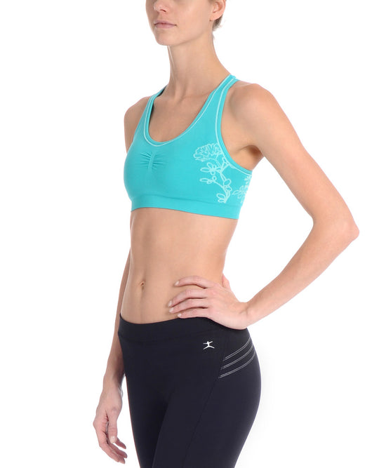 Danskin Women`s Jacquard Floral Seamless Bra