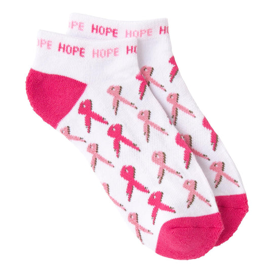 K. Bell Womens All Over Pink Ribbon Quarter Socks