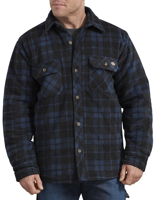 Dickies Mens Relaxed Fit Icon Micro Fleece Quilted Shirt Jacket