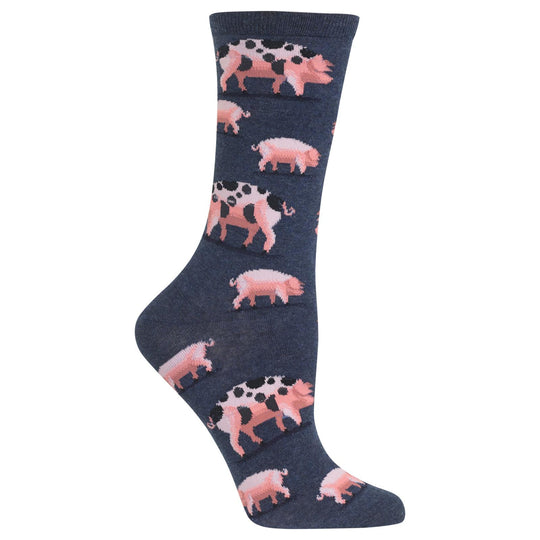 Hot Sox Womens Spotted Pig Crew Socks