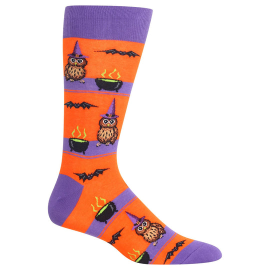 Hot Sox Mens Owl Witch Crew Socks