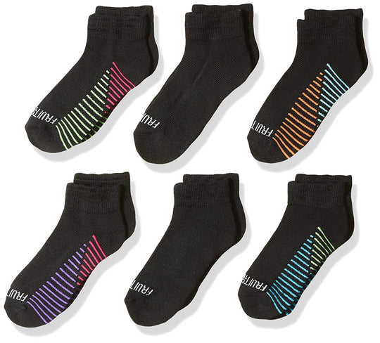 Fruit of the Loom Girls Cushioned Ankle Socks with Arch Support 6 Pair