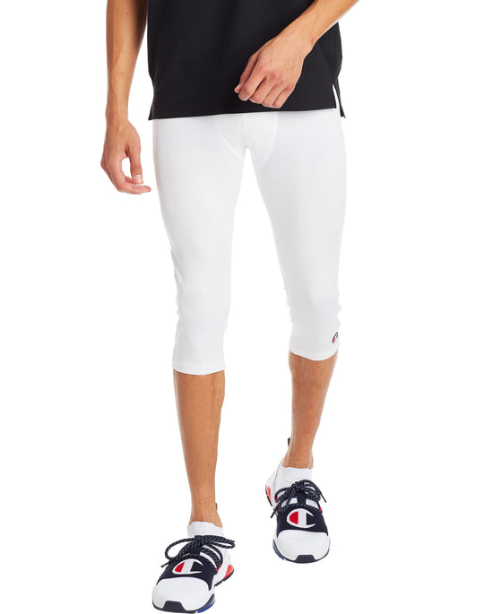 Champion Mens Compression 3/4 Tights, L, White
