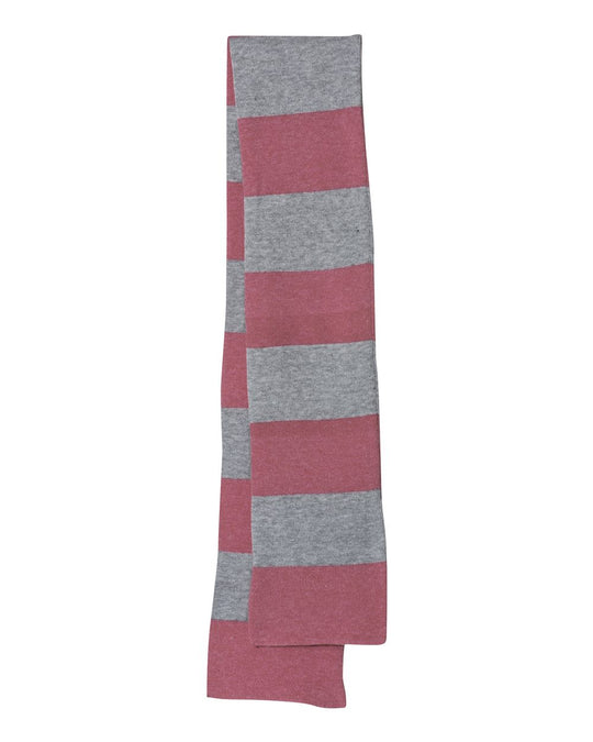 Sportsman Rugby-Striped Knit Scarf, One Size, White/Heather Grey