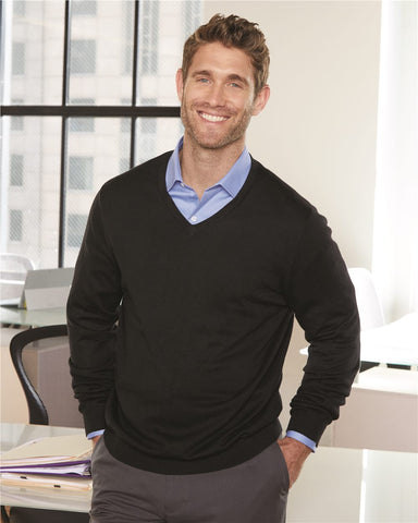 Van Heusen Mens V-Neck Sweater, S, Light Grey