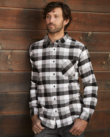 Weatherproof Vintage Brushed Flannel Long Sleeve Shirt 164761, XL, White/Black