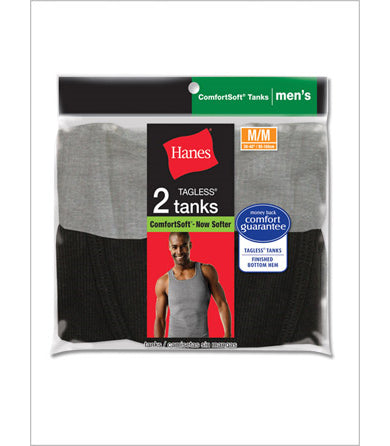 Hanes Men's TAGLESS Ribbed A-Shirt 2-Pack