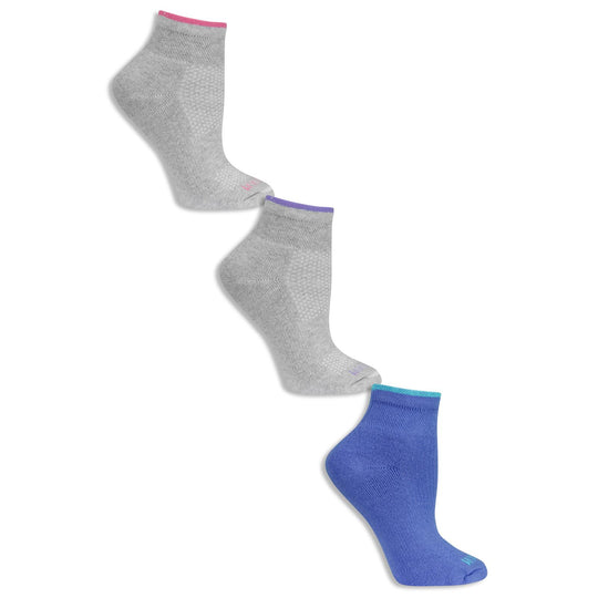 Fruit of the Loom Womens 3 Pair Breathable Cotton Ankle Socks