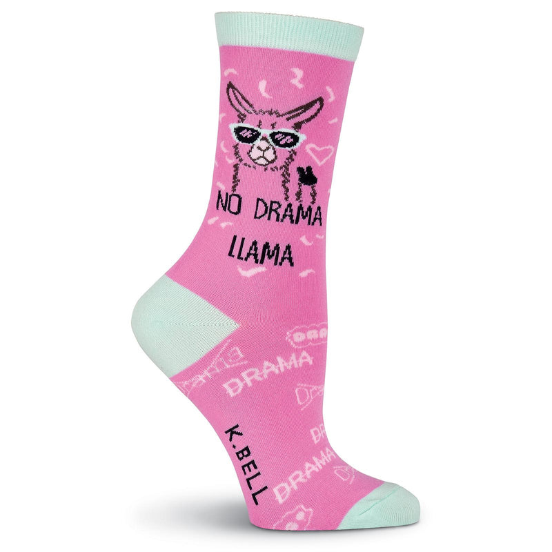 K. Bell Womens No Drama Llama Crew Socks