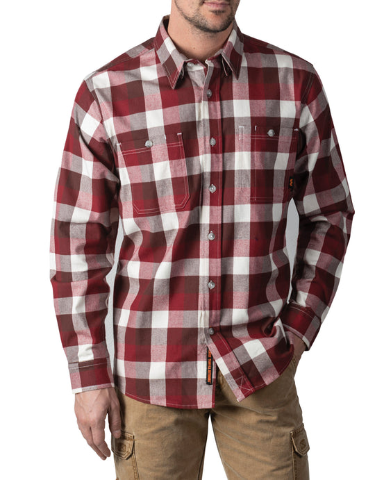 Walls Mens Long Sleeve Brushed Flannel Shirt with Stretch