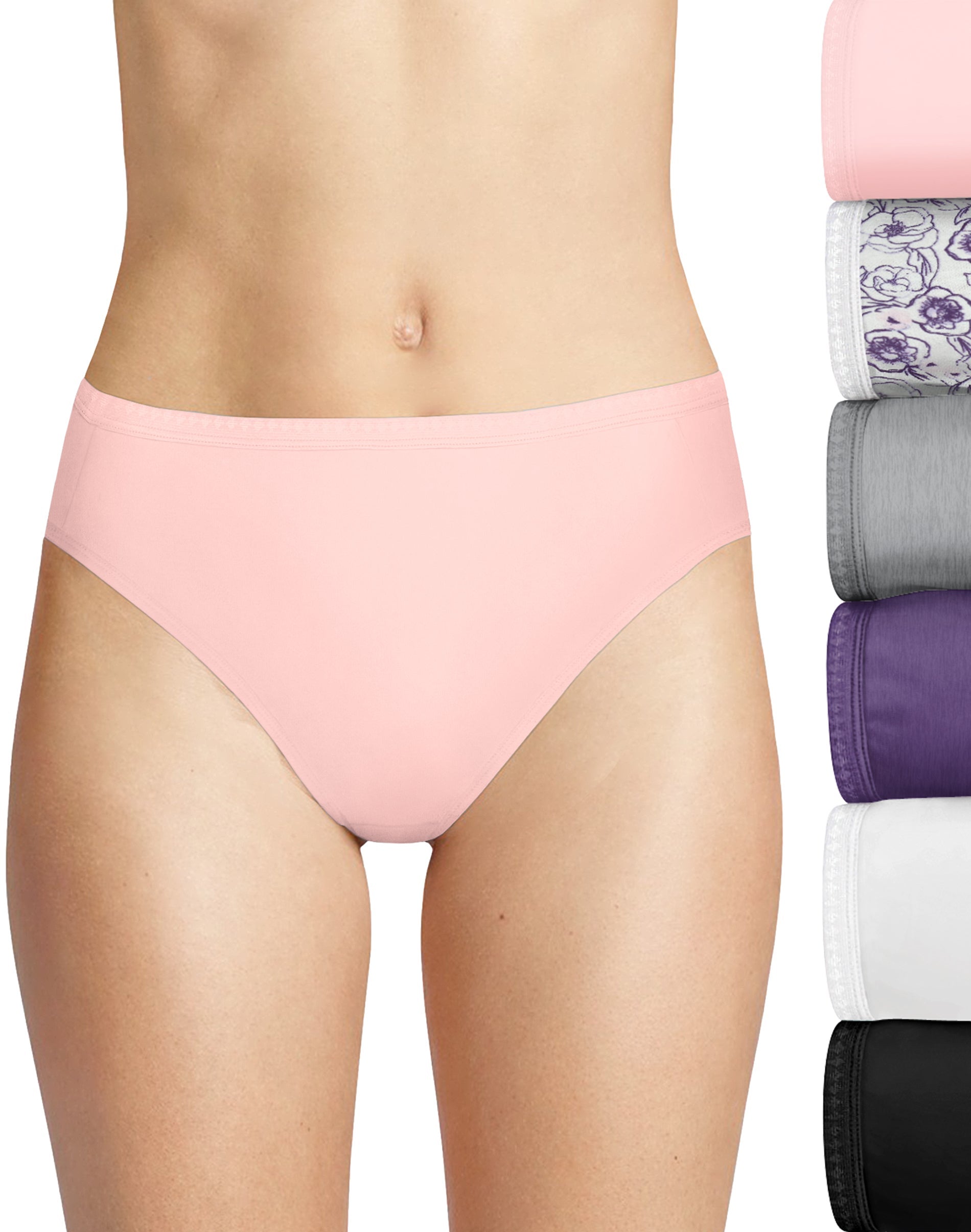 Hanes Classics Women's Panties 4-Pack No Ride Up High Cut Cotton Underwear  Sz. 6 