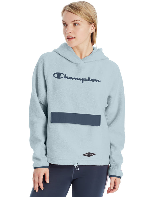 Champion Womens Sherpa Hoodie, L, Chalk White
