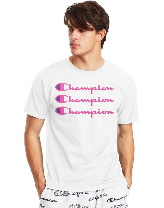 Champion Mens Classic Short-Sleeve Jersey Tee, L, Oxford Grey