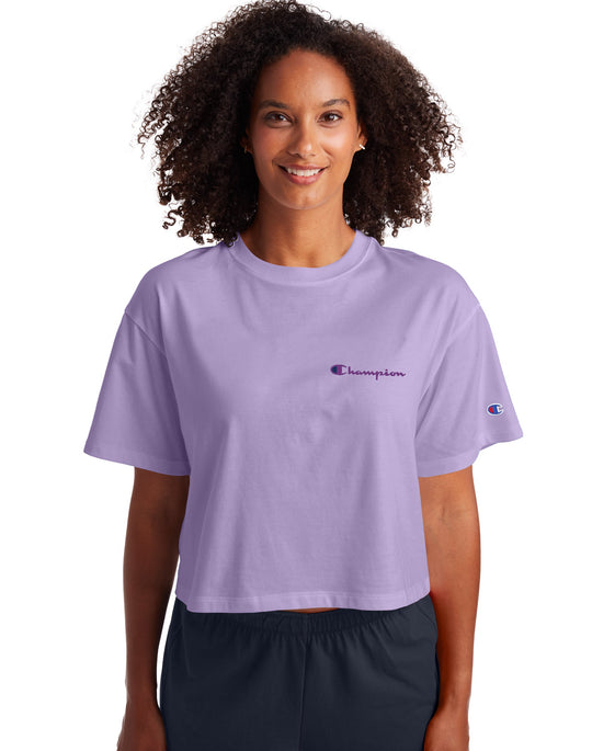 Champion Womens Cropped Tee, L, Black
