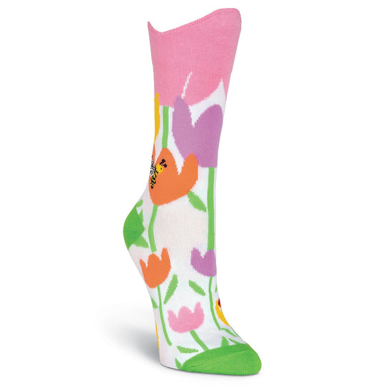 K. Bell Womens Wide Mouth Tulips Crew Socks