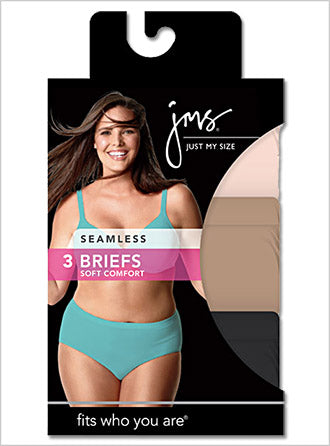 Just My Size Womens Seamless Comfort Brief 3 Pair
