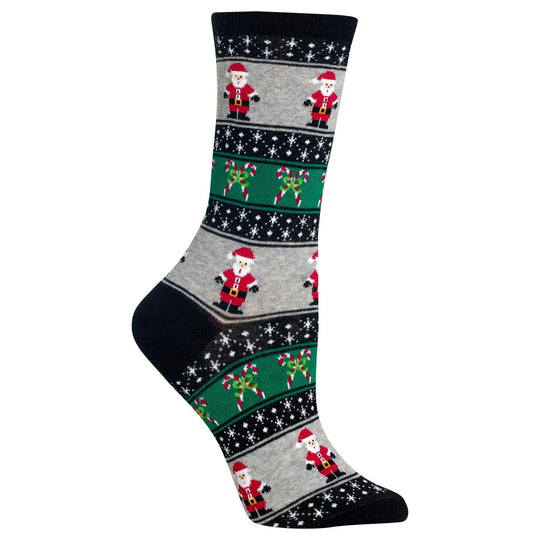 Hot Sox Womens Santa Fair Isle Crew Socks