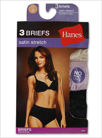 Hanes Women's Body Creations ComfortSoft Stretch Nylon Satin Briefs 3 Pack