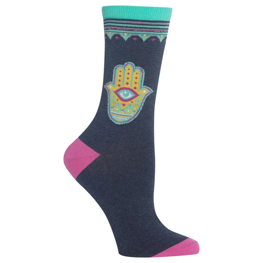 Hot Sox Womens Hamsa Crew Socks