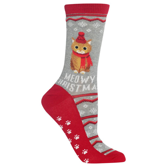 Hot Sox Womens Meowy Christmas Crew Socks