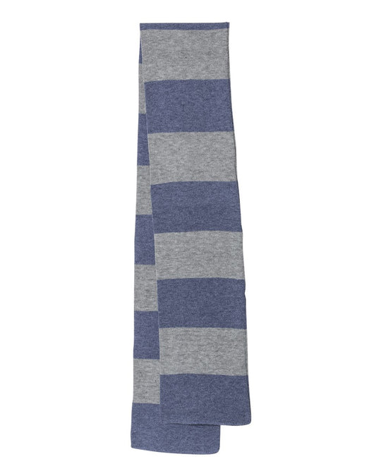 Sportsman Rugby-Striped Knit Scarf, One Size, White/Heather Grey