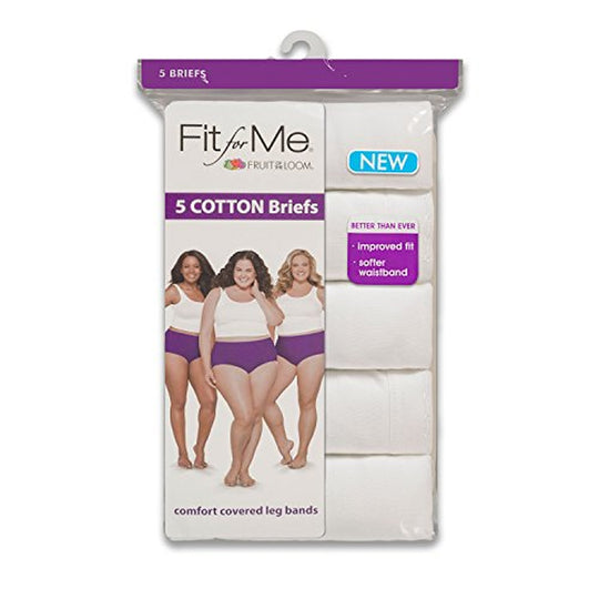 Fruit of the Loom Fit for Me Women`s 5 Pack Cotton White Briefs