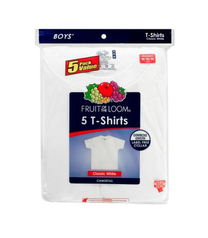 Fruit of the Loom Boys` 5pk White Crew