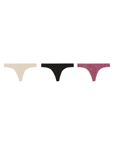 Hanes Womens Recycled Microfiber Thong 3-Pack