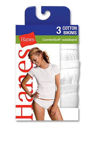 Hanes Comfort Soft Cotton Bikini 3 Pack White
