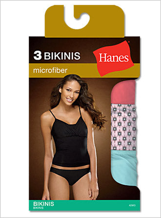 Hanes Women's Body Creations Microfiber Bikini 3 Pack