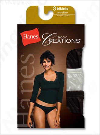 Hanes Women's Body Creations Microfiber Bikini 3 Pack