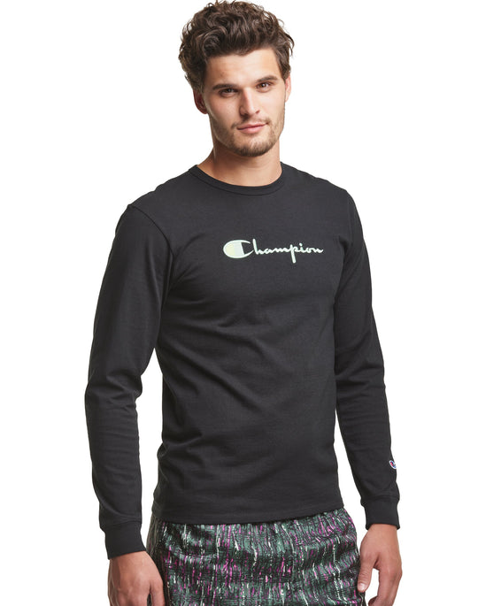 Champion Life Mens Heritage Long-Sleeve Tee, L, Black