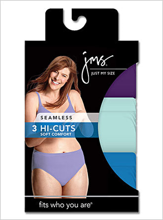 Just My Size Womens Seamless Comfort Hi-Cut Panty 3 Pair