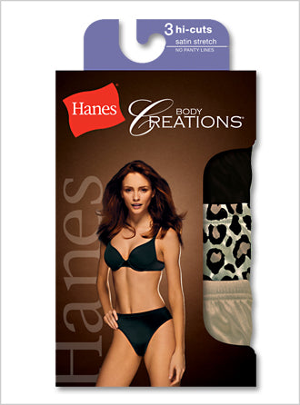 43S3AS - Hanes Women's Body Creations ComfortSoft Stretch Nylon Hi-Cut  Panties 3 Pack
