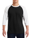 Gildan Mens Heavy Cotton 3/4 Raglan T-Shirt, XS, White/Royal