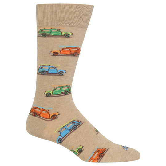 Hot Sox Mens Woody Surfer Car Crew Socks