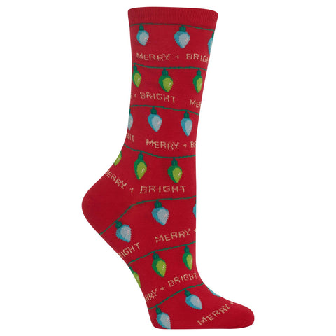 Hot Sox Womens Christmas Lights Crew Socks