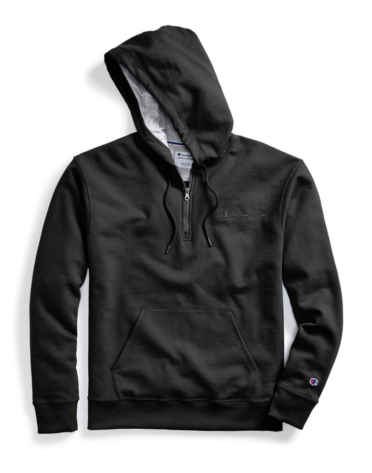 Champion Mens Powerblend Fleece Quarter Zip Hoodie
