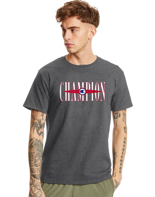 Champion Mens Classic Short-Sleeve Jersey Tee, L, Granite Heather