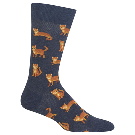 Hot Sox Mens Cat Crew Socks