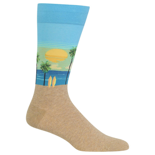 Hot Sox Mens Beach Scenic Crew Socks