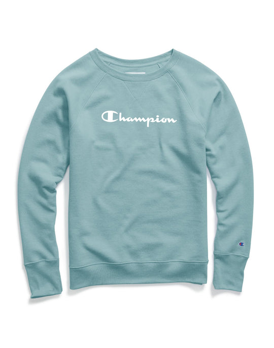 Champion Womens Powerblend Boyfriend Crew, Script Logo