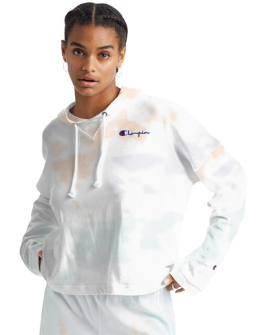 Champion Life Womens Summer Sweats Oversized Hoodie, L, Cloud Dye White Multi