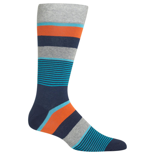 Hot Sox Mens Multi Mixed Stripe Crew Socks
