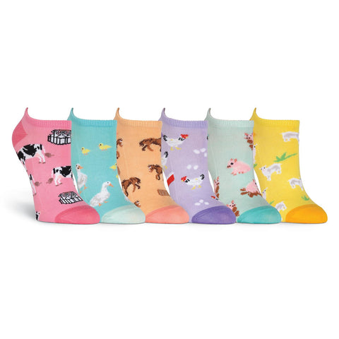 K. Bell Womens Farm Animals 6 Pair Pack Ankle Socks