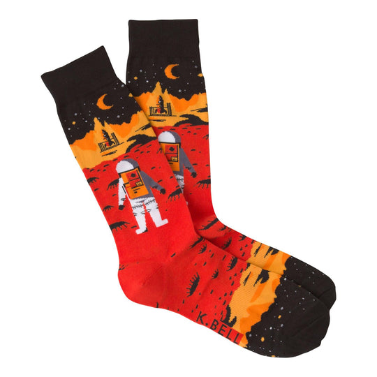 K. Bell Mens Red Planet Crew Socks