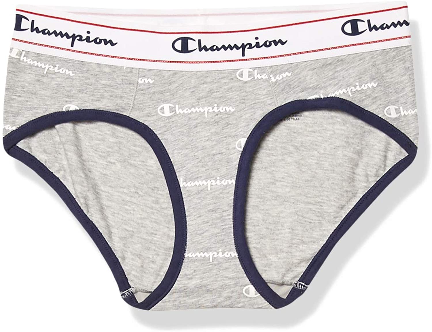 CH41AS - Champion Womens Heritage Hipster Panty, 2XL, Grey White Logo Print