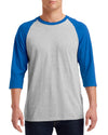 Gildan Mens Heavy Cotton 3/4 Raglan T-Shirt, XS, White/Royal